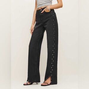 NWT reformation Cary high rise wide leg jeans in vana studded vented - size 24